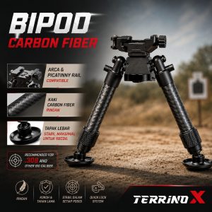 BIPOD CARBON FIBER ARCA PICATINNY RAIL  Wide Foot Recoil Support | TERRINOX BP-02